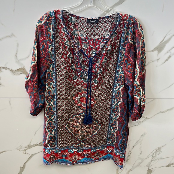Worn once. Tolani silk print dress with rushed sleeves - Picture 2 of 8